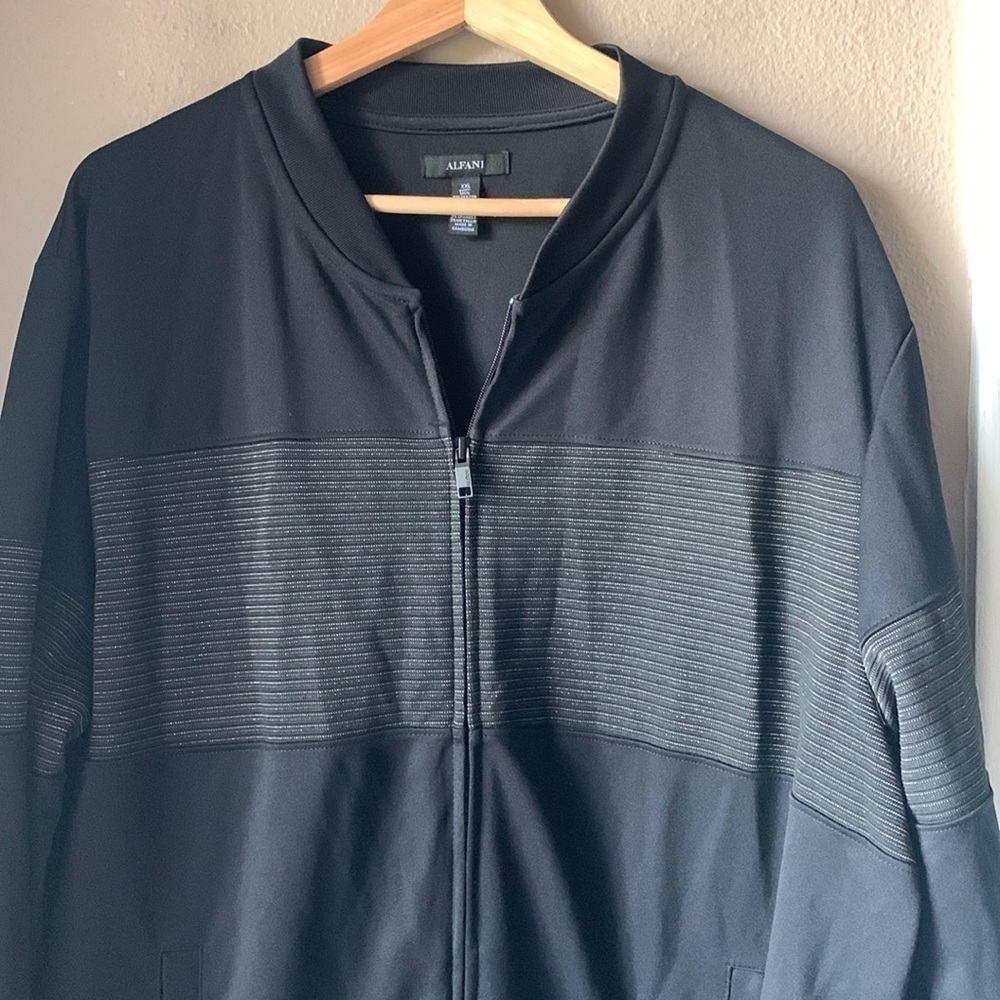 NWT ALFANI Men’s Glitterati Silver Combo Long Sleeve Zip Up Jacket